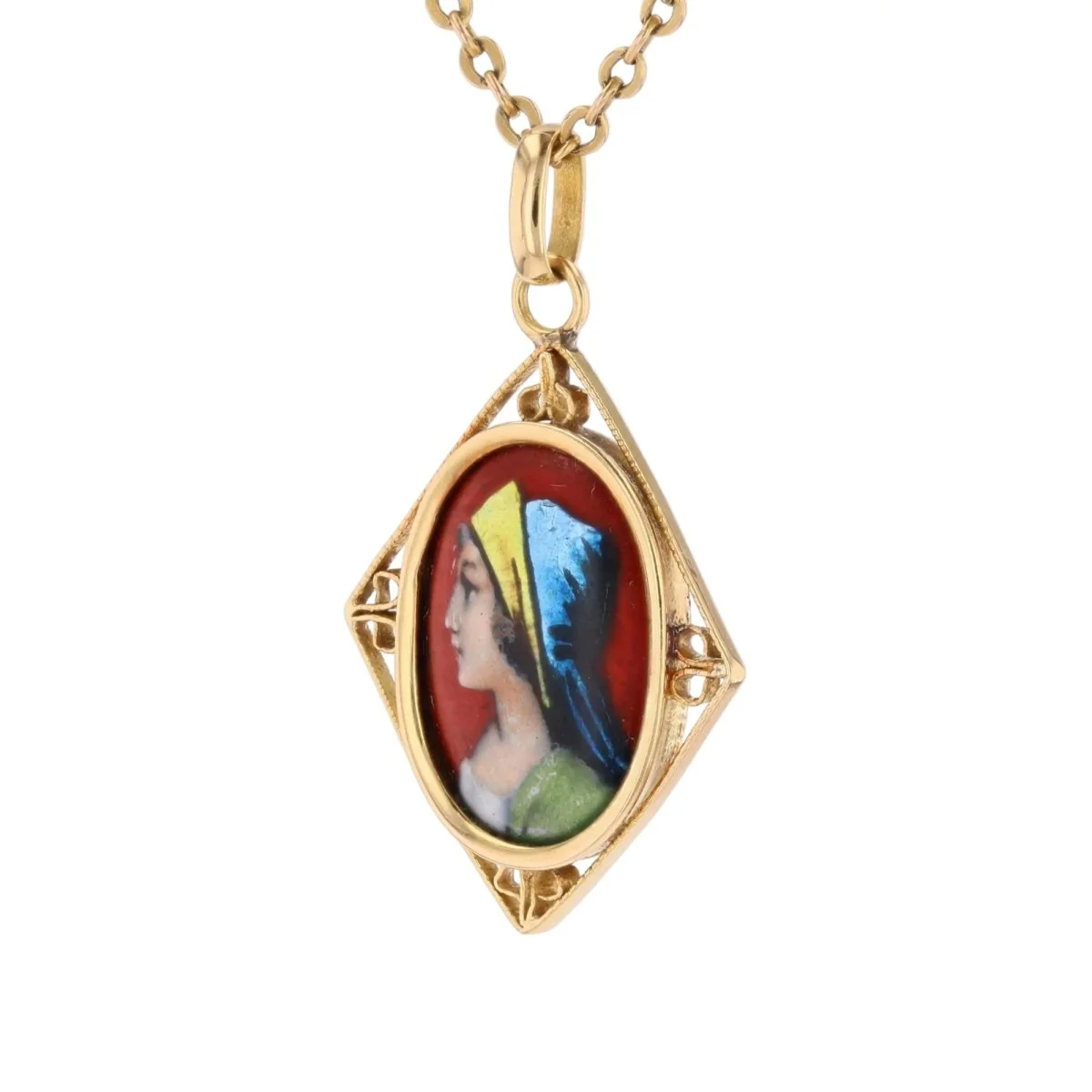 Pendant in yellow gold and enamel - Image 3