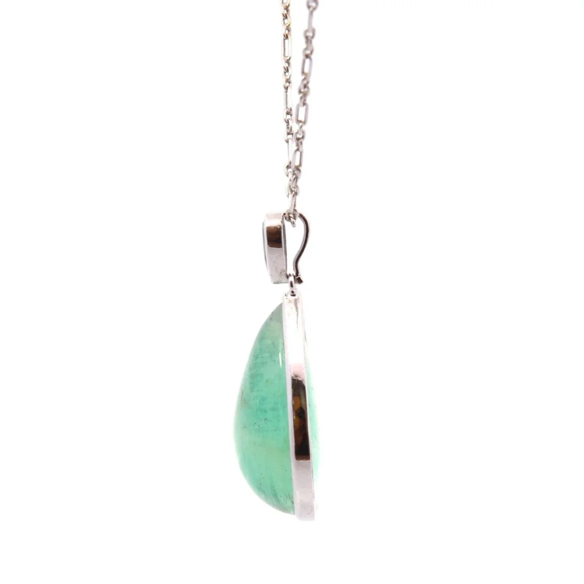 Platinum, emerald and sapphire pendant - Image 2