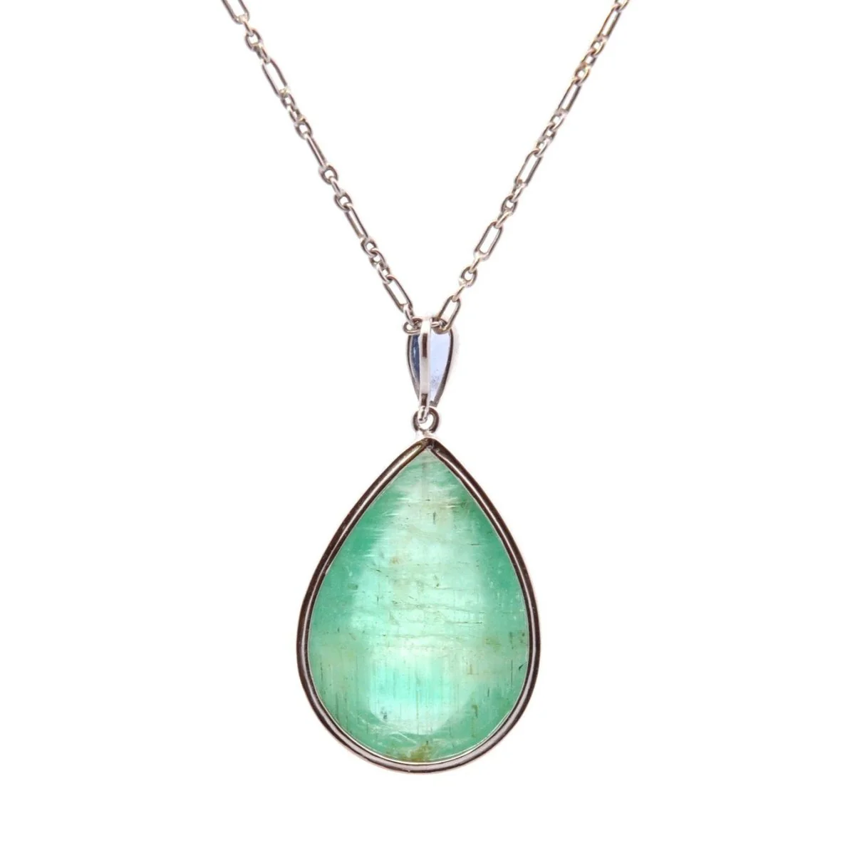 Platinum, emerald and sapphire pendant - Image 3