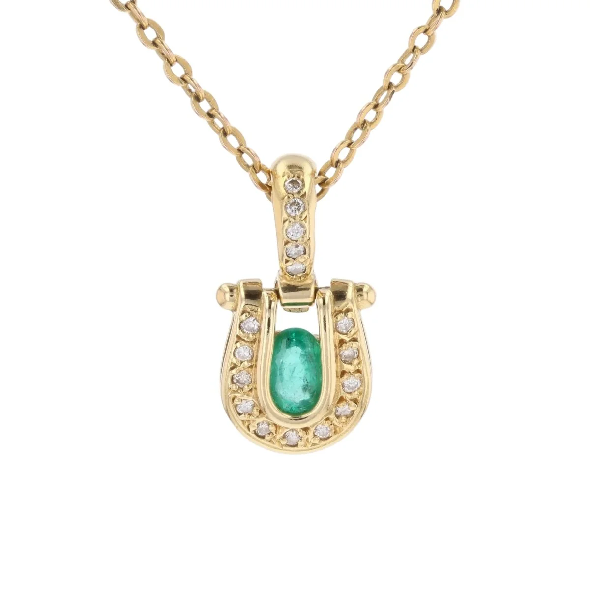 Pendant in yellow gold, emerald and diamonds - Image 4