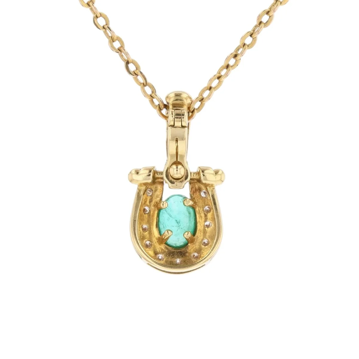 Pendant in yellow gold, emerald and diamonds - Image 5