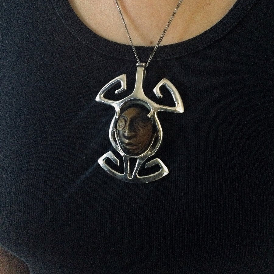Pendant in silver and cut "tiger eye" stone - Image 2