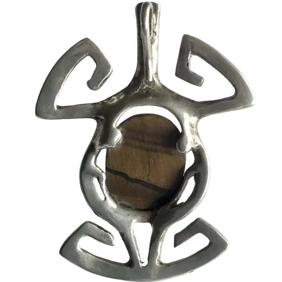 Pendant in silver and cut "tiger eye" stone - Image 3