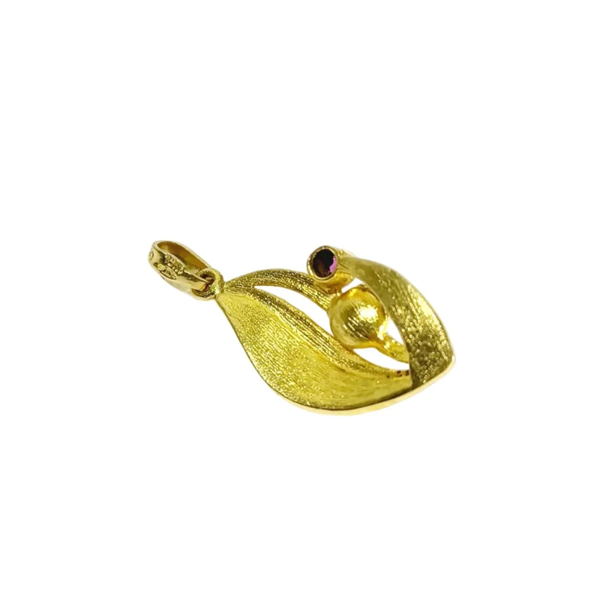 Pendant in yellow gold, pearl, and garnet - Image 7