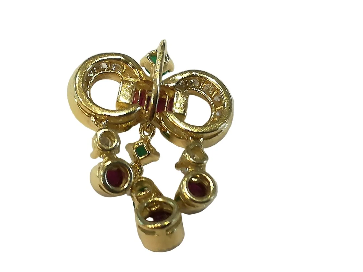Pendentif en or jaune, rubis, émeraude et diamants - Image 2