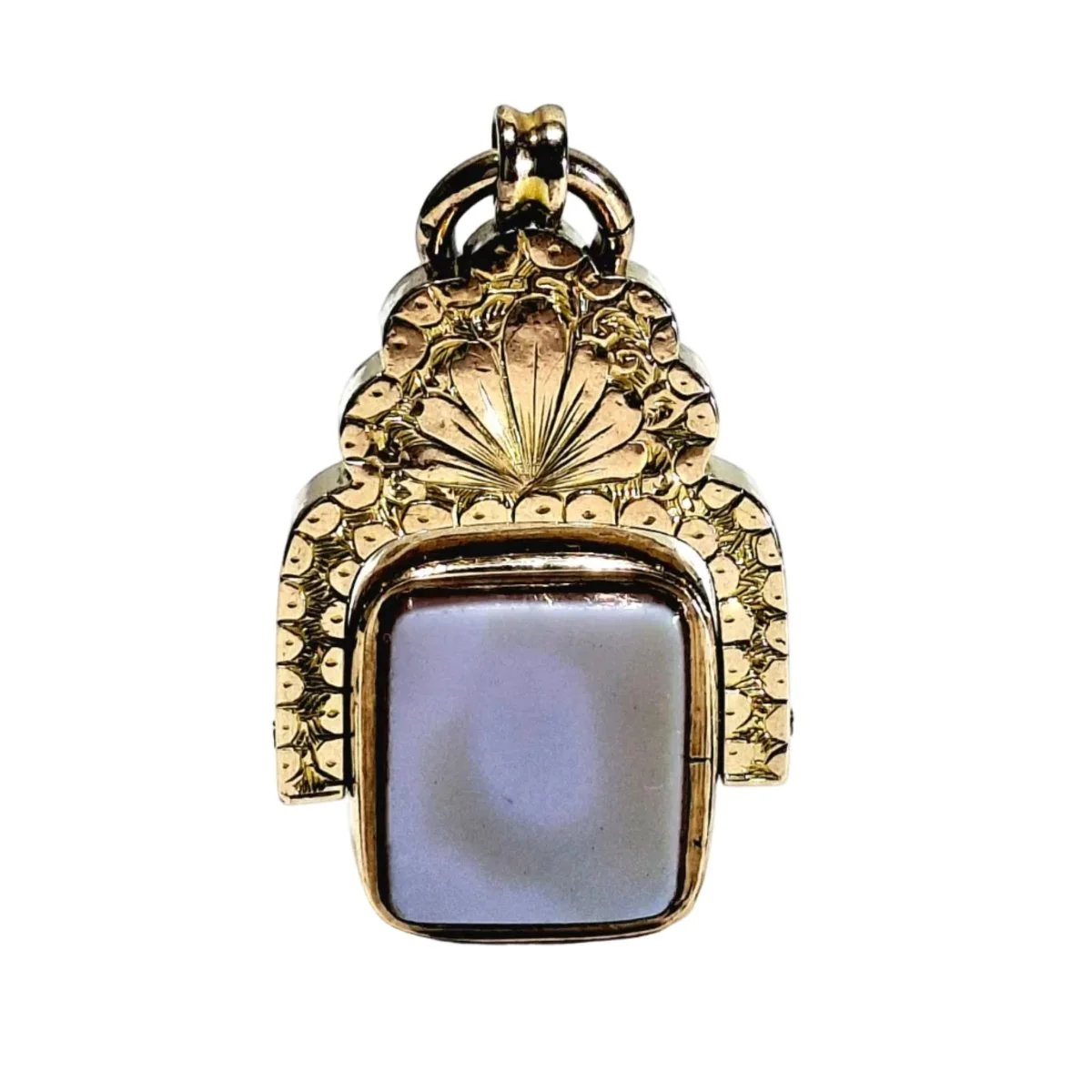 Rose gold, agate and jasper pendant