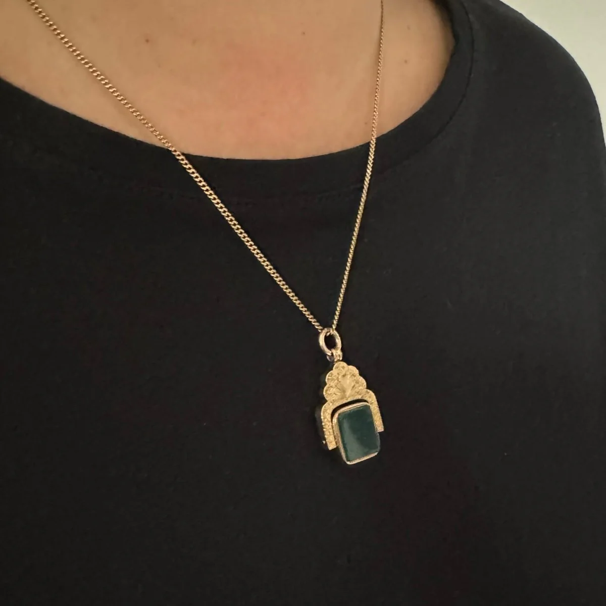 Rose gold, agate and jasper pendant - Image 2