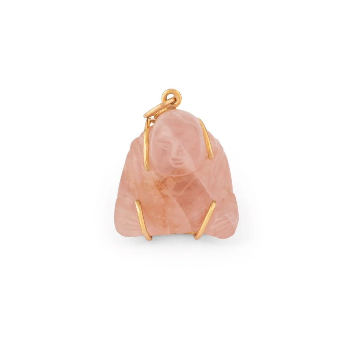 Carved rose quartz Buddha pendant - Image 2