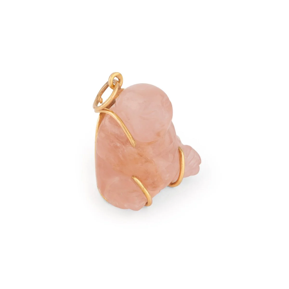 Carved rose quartz Buddha pendant - Image 3