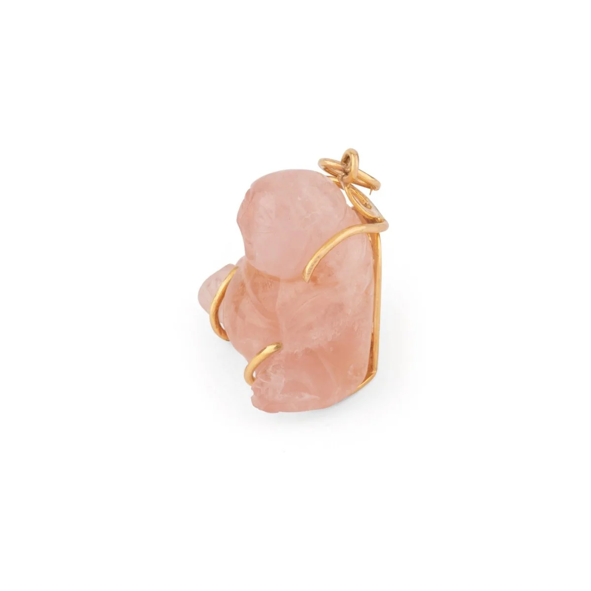 Carved rose quartz Buddha pendant - Image 4