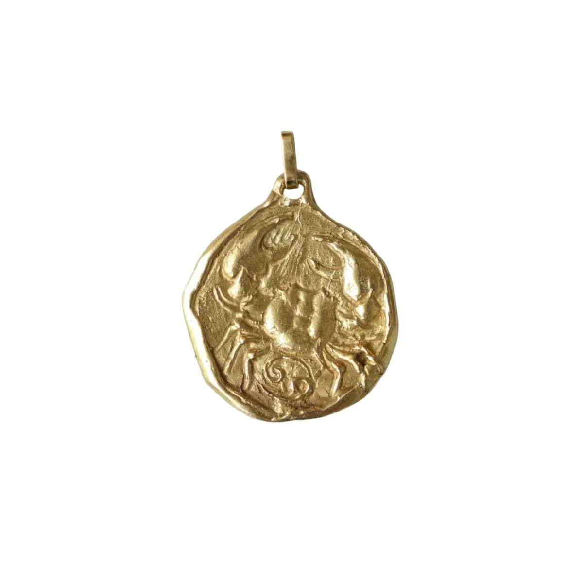 Yellow Gold Cancer Astrological Medal Pendant