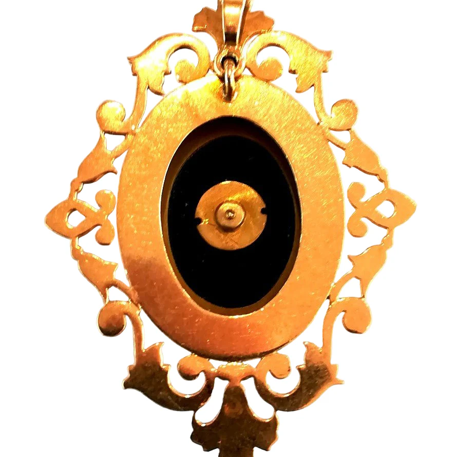 Napoleon III pendant in yellow gold and onyx - Image 2