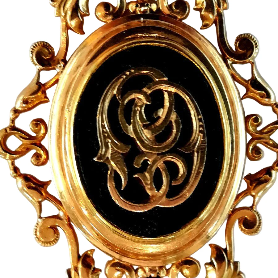 Napoleon III pendant in yellow gold and onyx - Image 3