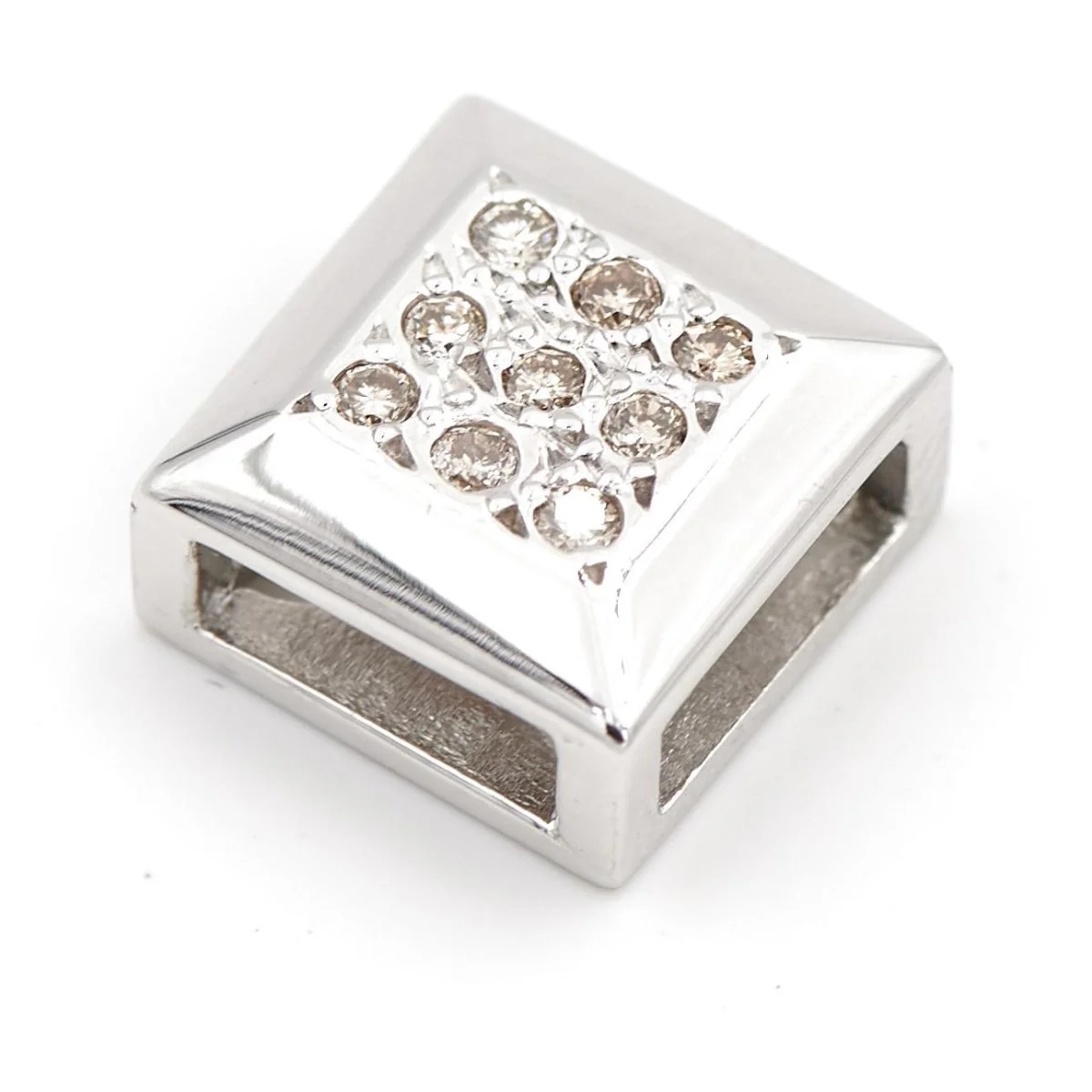Square pendant in white gold and diamond - Image 4