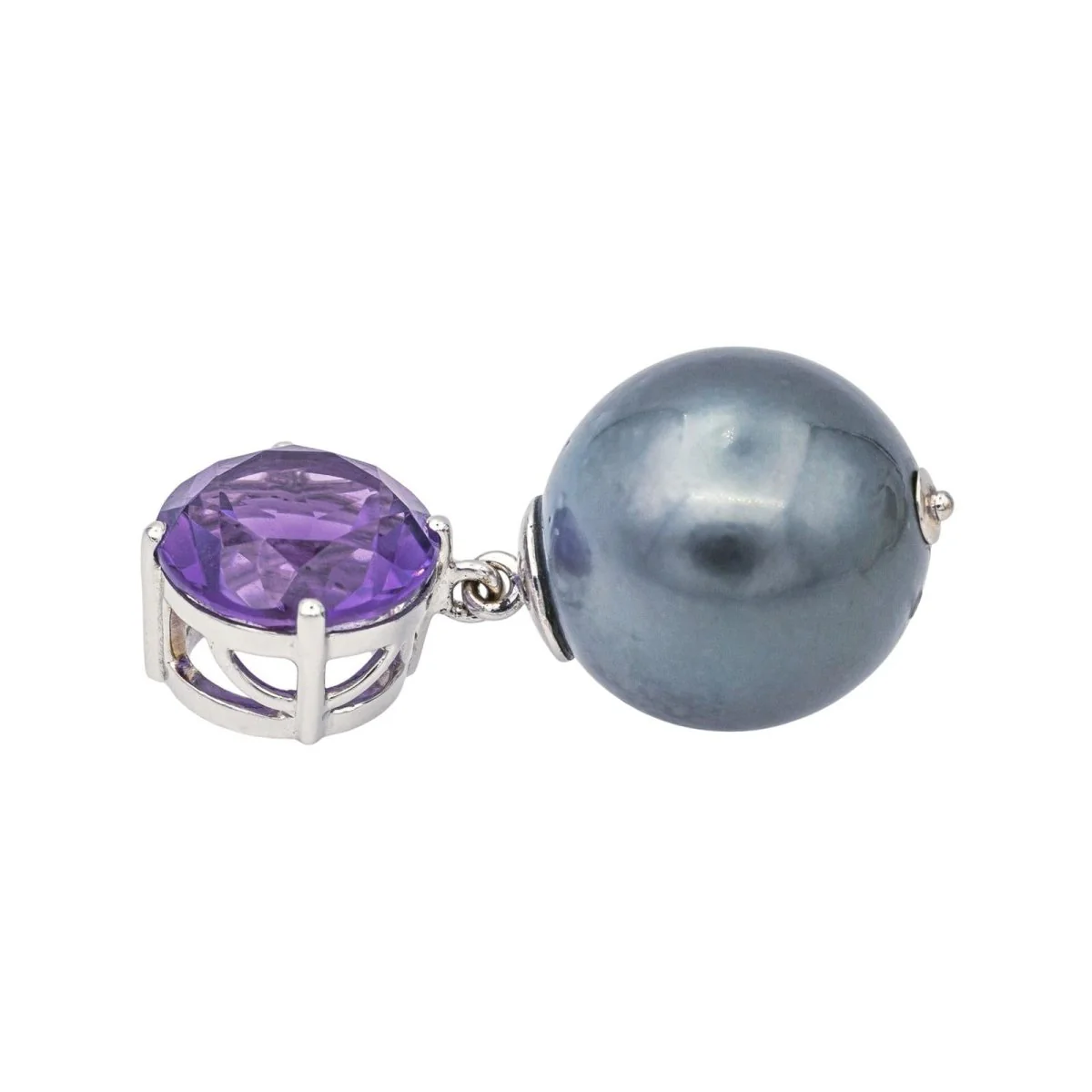 Pendant in white gold, pearl and amethyst - Image 2