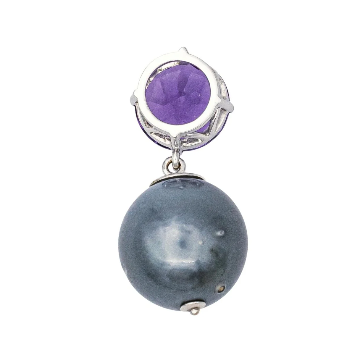 Pendant in white gold, pearl and amethyst - Image 4