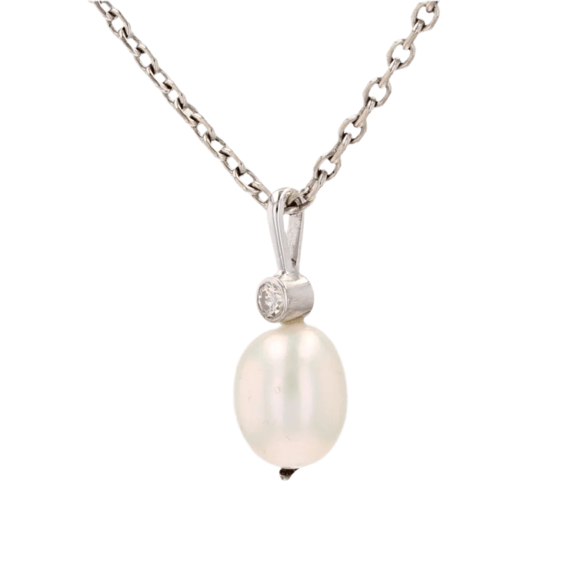 White gold pendant with pearl and diamond - Image 3