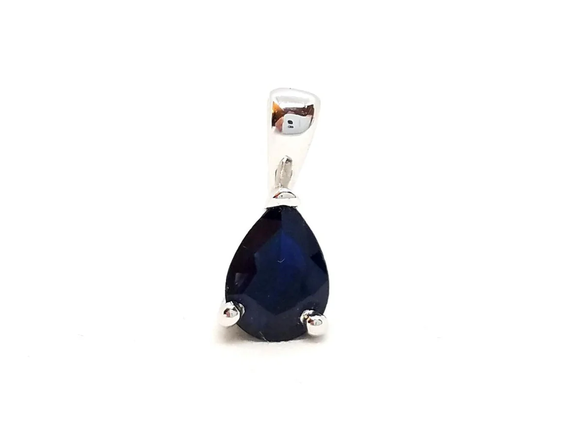 Drop pendant in white gold and sapphire - Image 2