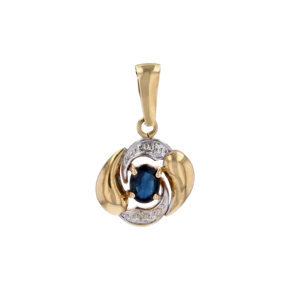 Pendant in yellow gold, white gold and sapphire