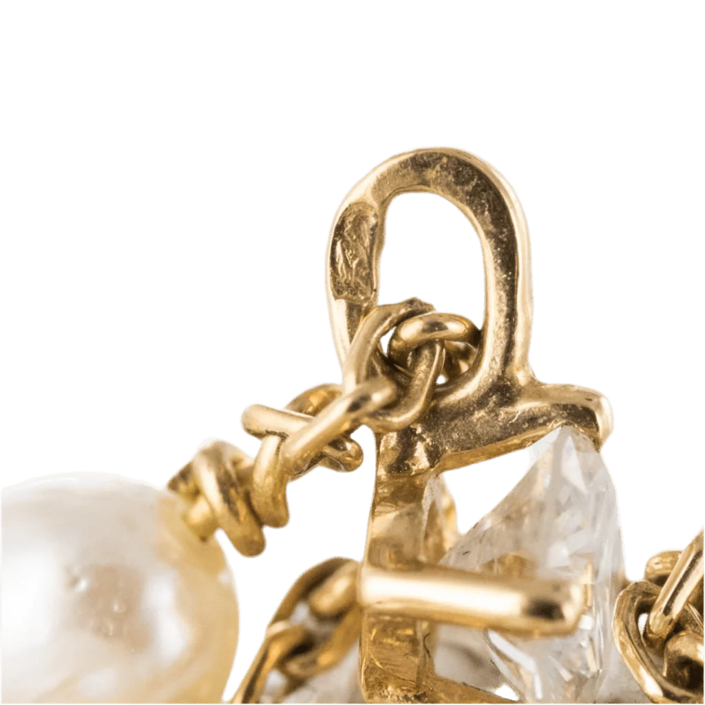 Necklace Pendant in yellow gold, pearl and diamond - Image 4