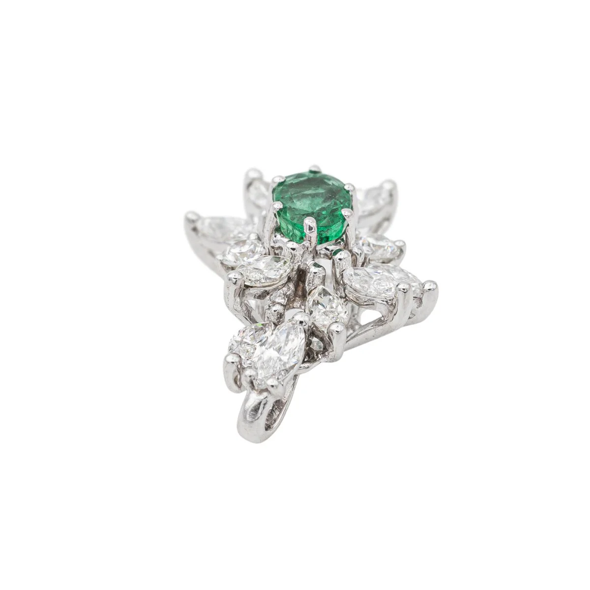 Pendant in white gold, emerald and diamonds - Image 5