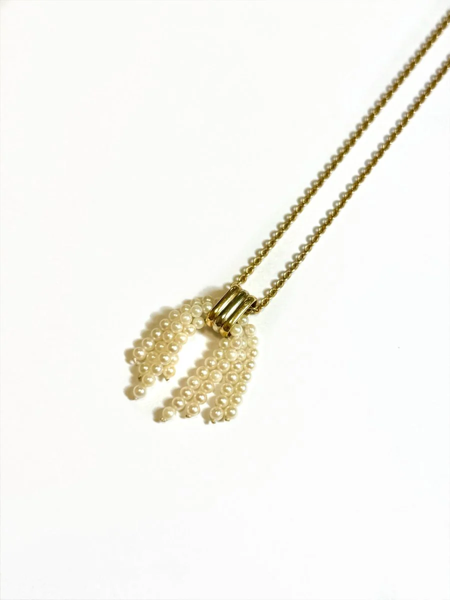 Pendentif CARTIER pompon en or jaune, or blanc, or rose et perles - Image 3