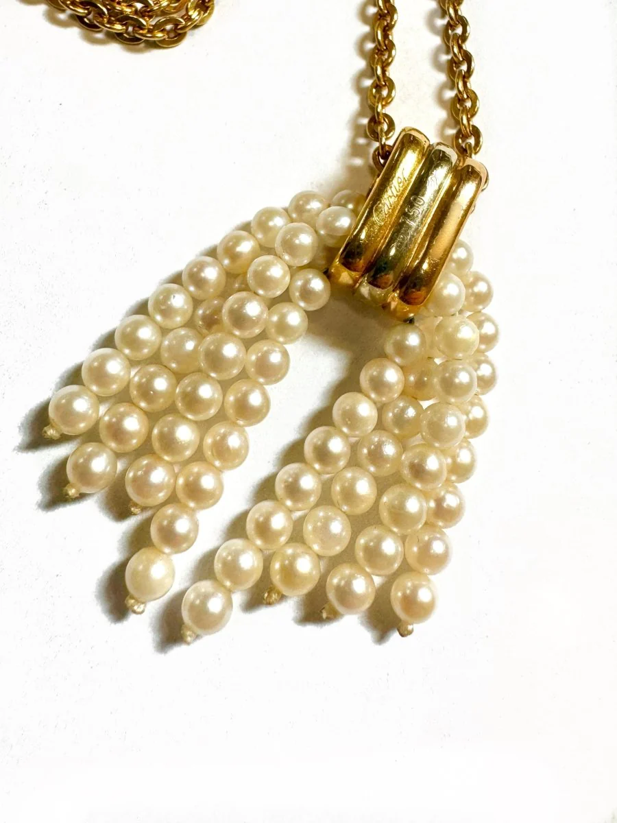 Pendentif CARTIER pompon en or jaune, or blanc, or rose et perles - Image 4