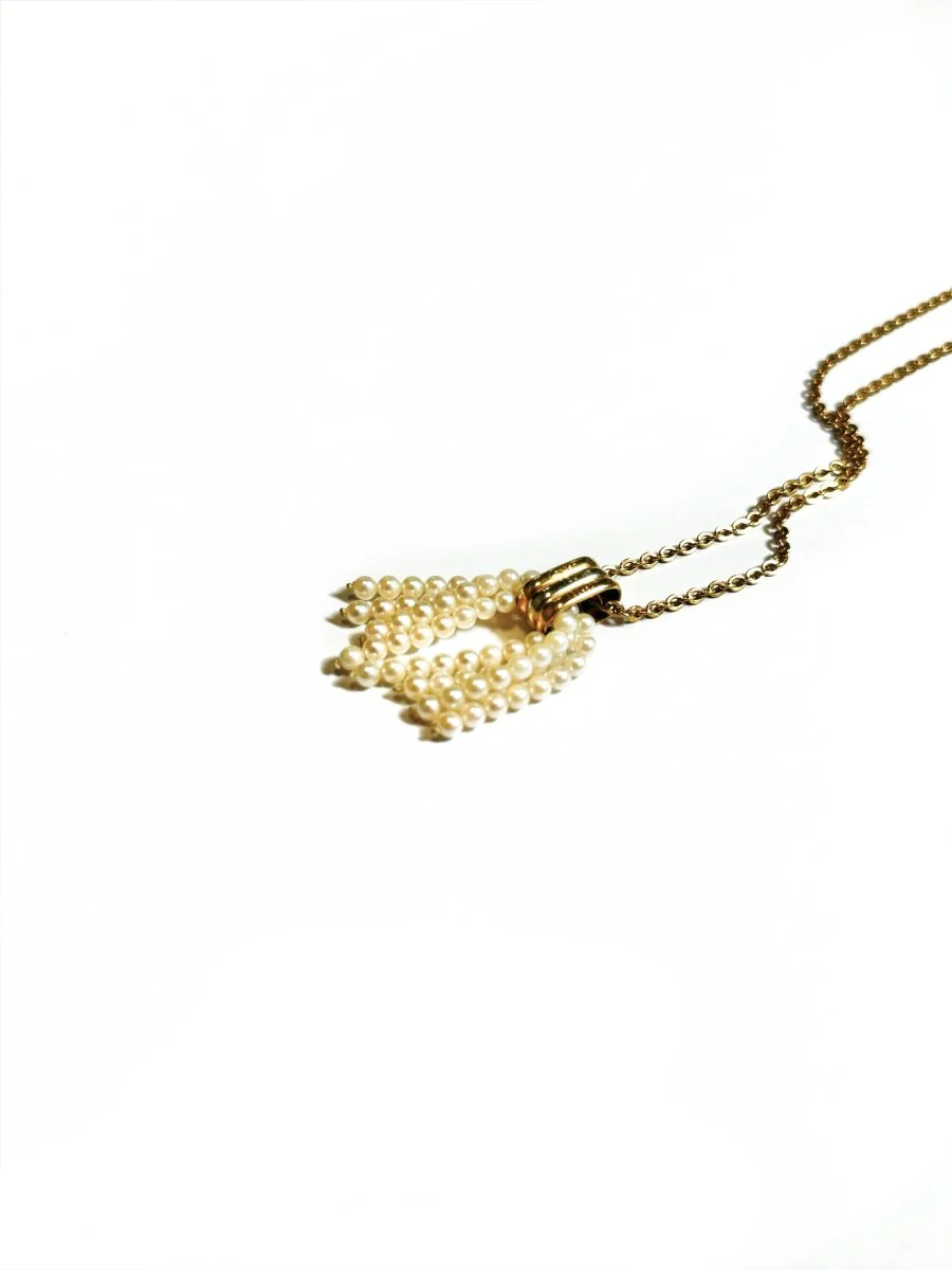 Pendentif CARTIER pompon en or jaune, or blanc, or rose et perles - Image 5