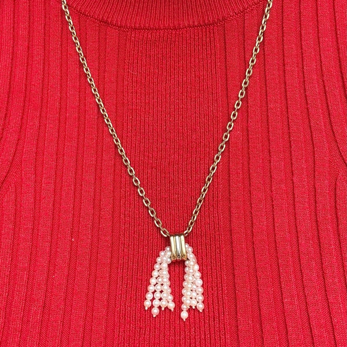 Pendant in yellow gold, rose gold, white gold and pearls - Image 2