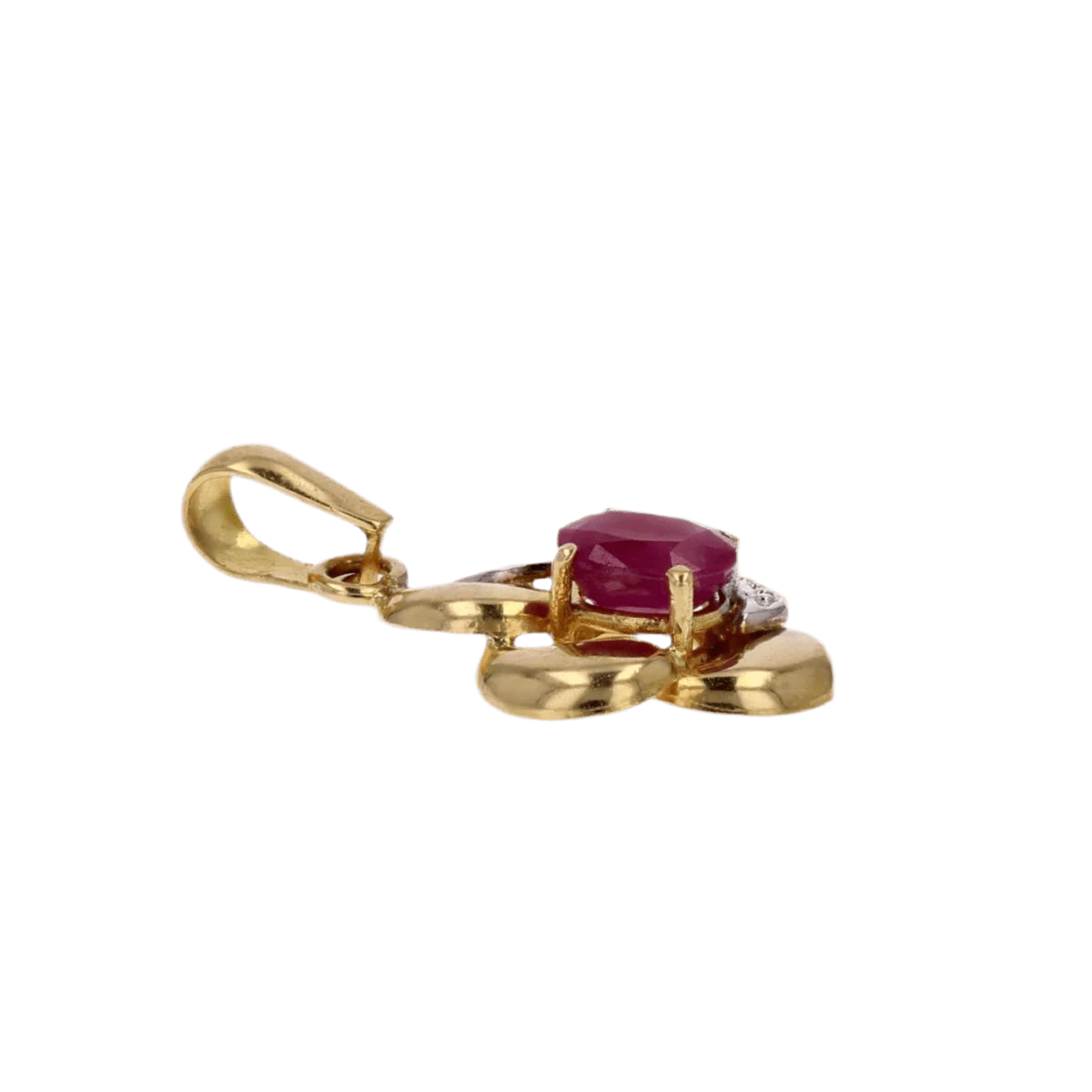 Pendant in yellow gold, white gold and ruby - Image 3