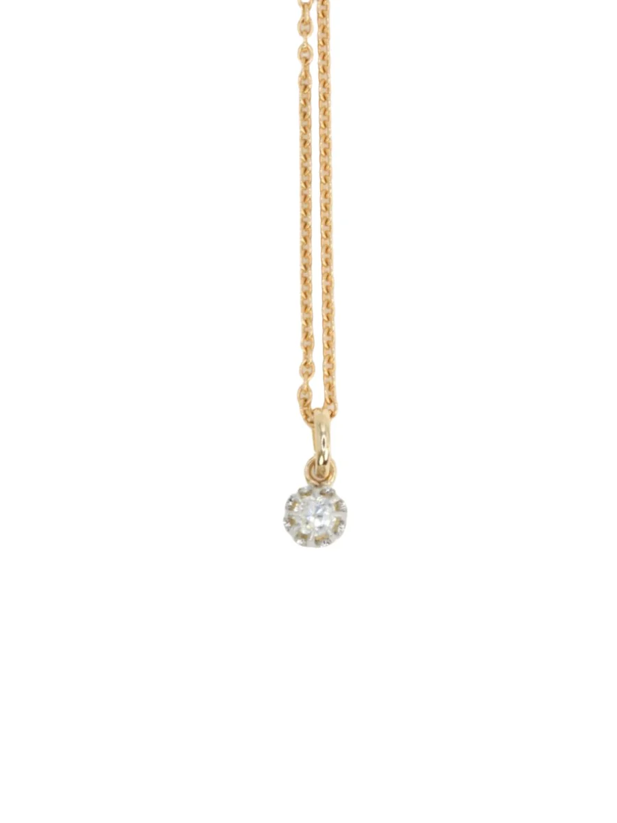 Antique solitaire pendant in gold, silver and old cut diamond 0.2 ct