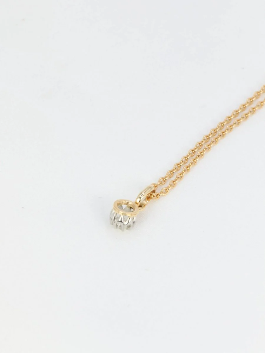 Antique solitaire pendant in gold, silver and old cut diamond 0.2 ct - Image 6