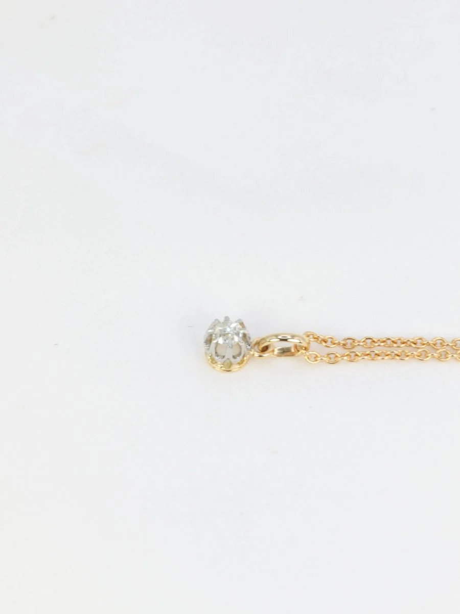 Antique solitaire pendant in gold, silver and old cut diamond 0.2 ct - Image 7