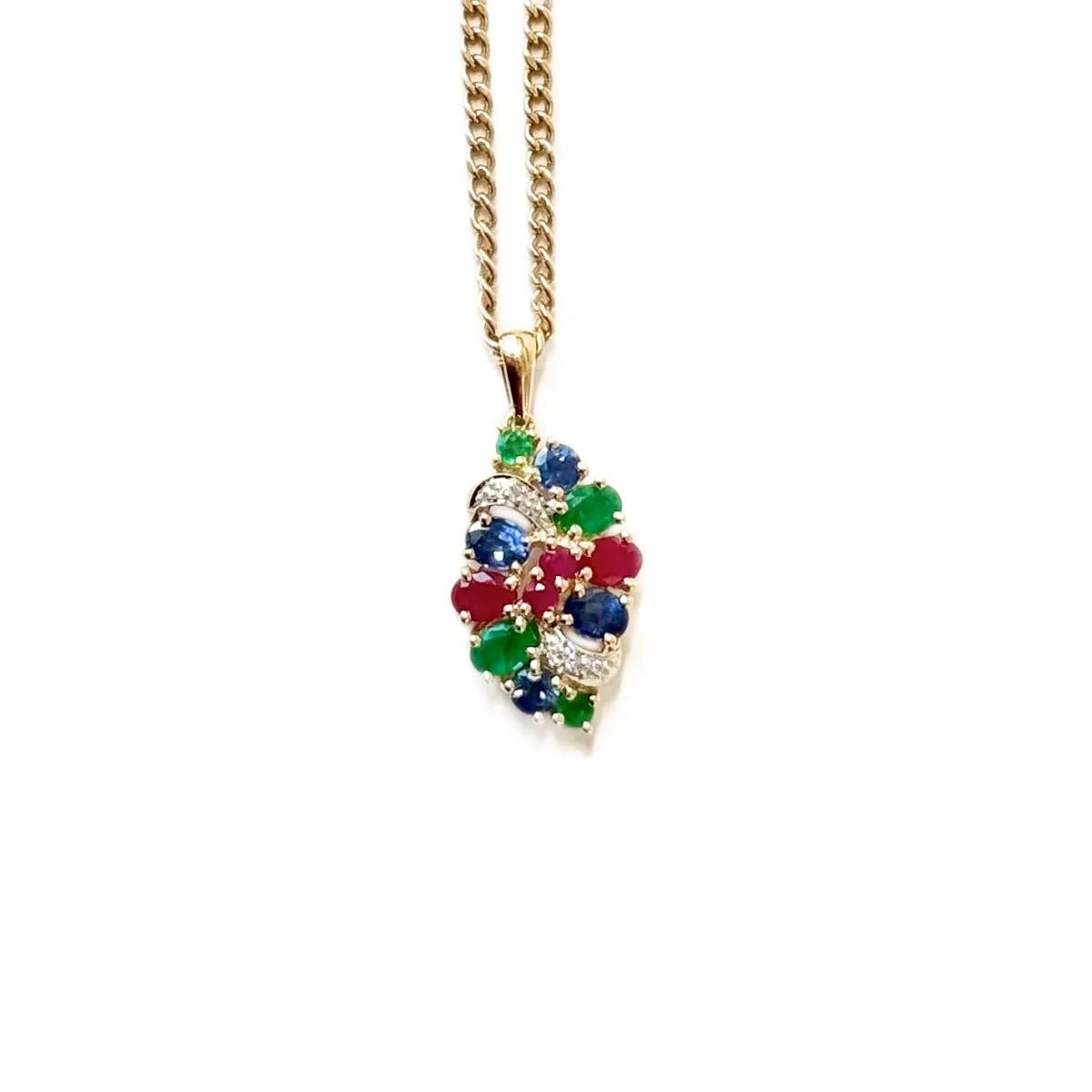 TITTI FUTTI pendant in yellow gold, white gold, emeralds, sapphires, rubies and diamonds