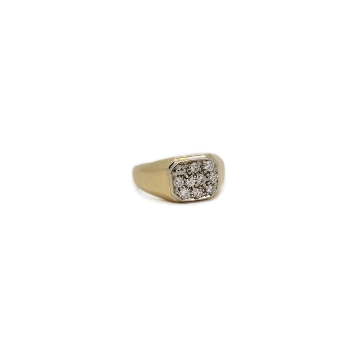 Ring Chevalière in yellow gold, white gold and diamonds - Image 5