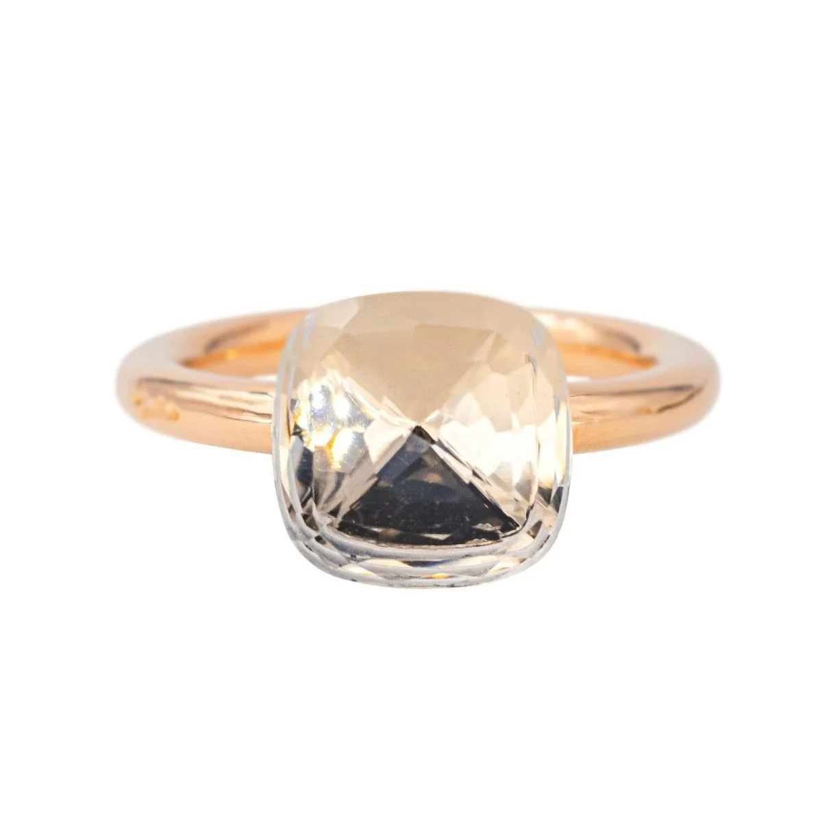 POMELLATO "Nudo" Solitaire Ring in rose gold and topaz