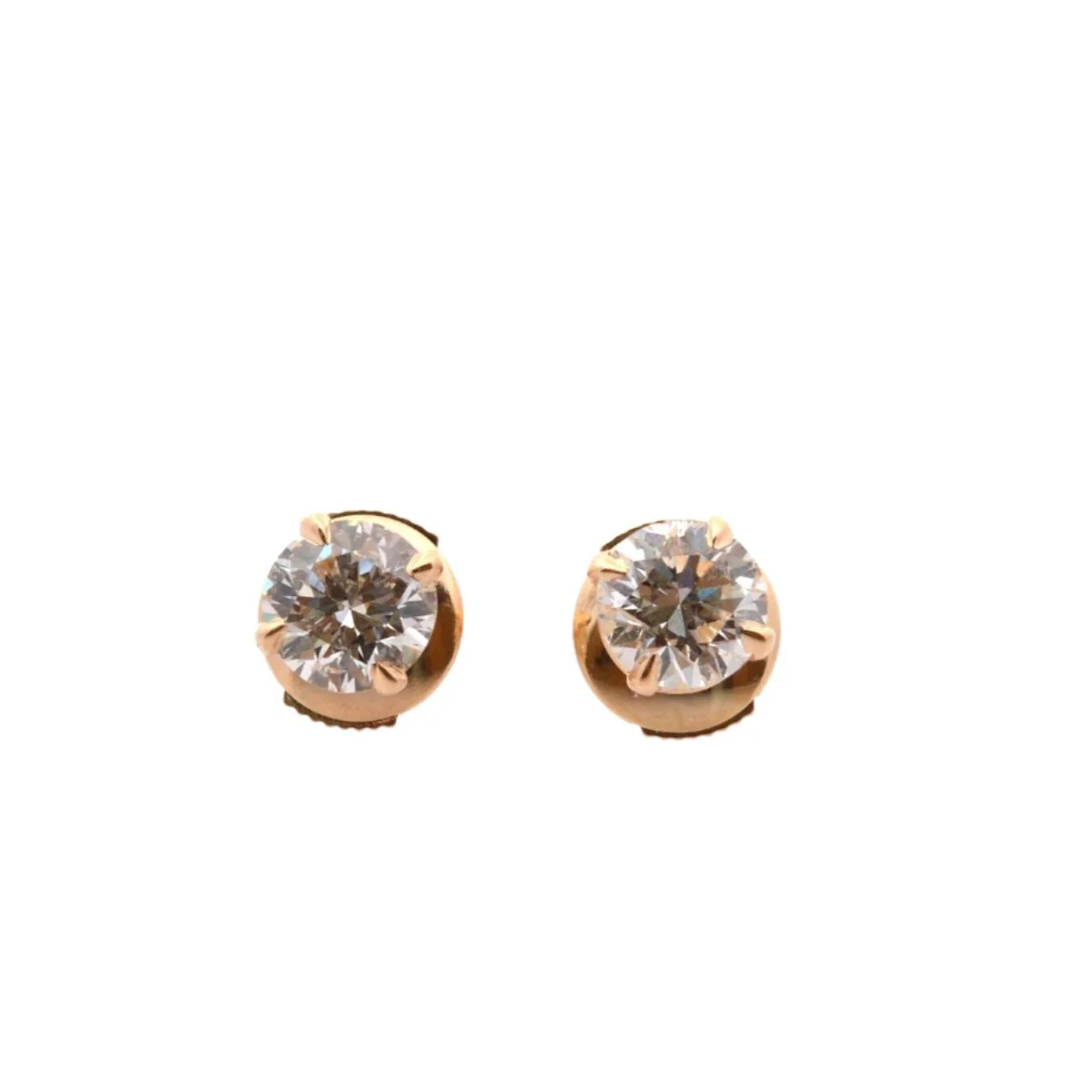 Yellow gold and diamond stud earrings - Image 2