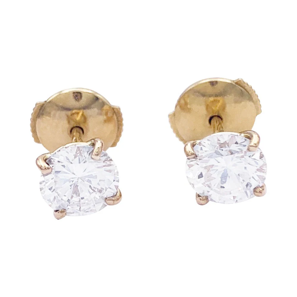 Yellow gold earrings, diamonds.
