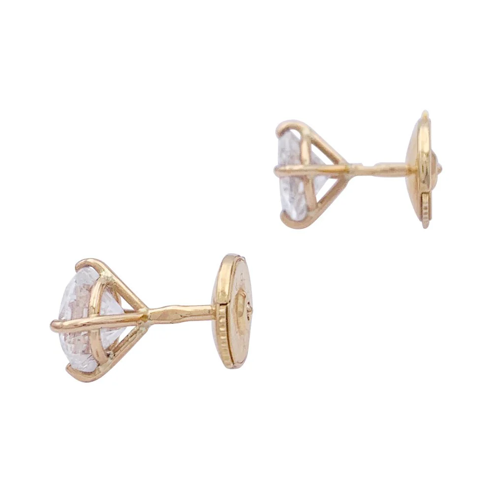 Yellow gold earrings, diamonds. - Image 2