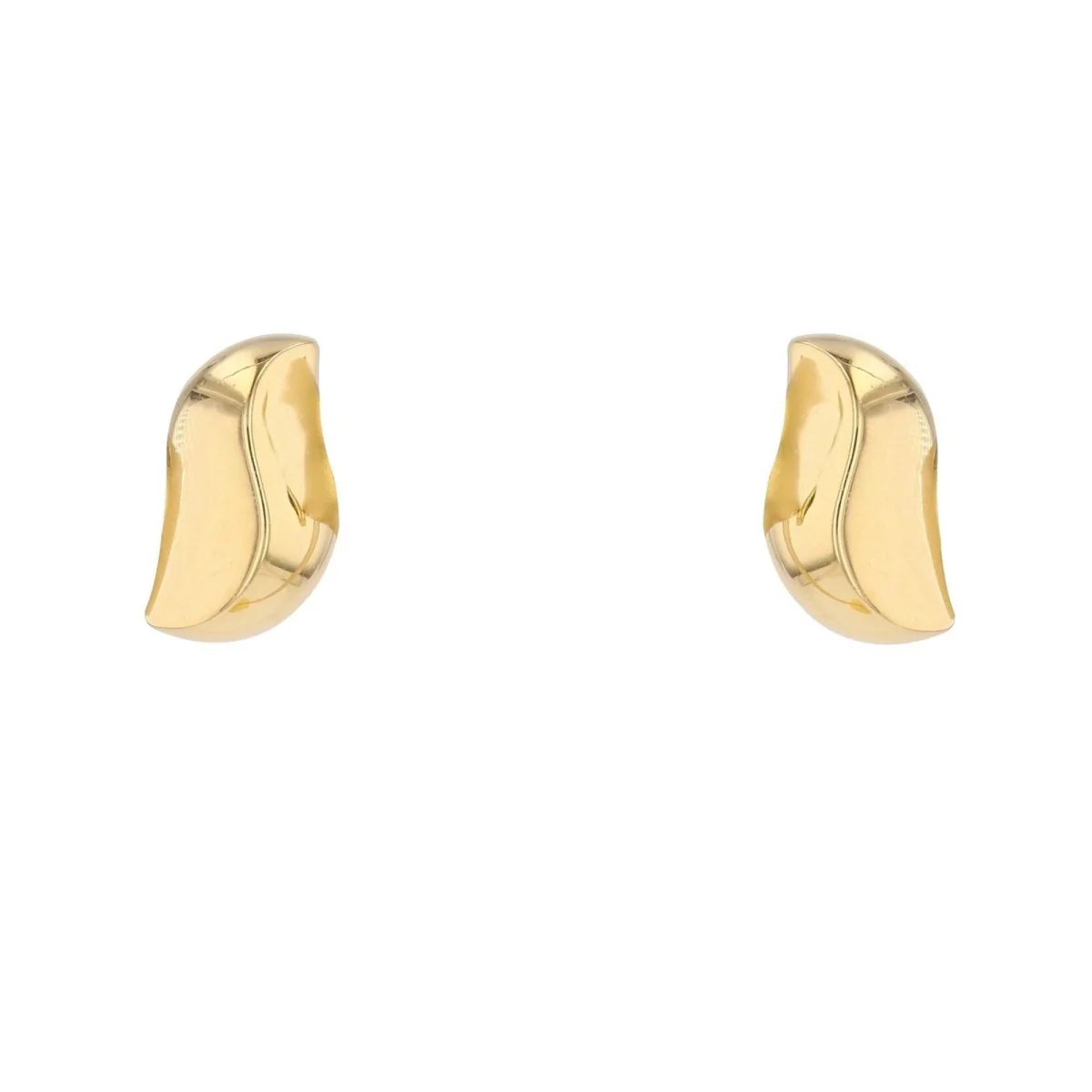 Yellow gold curved comma earrings