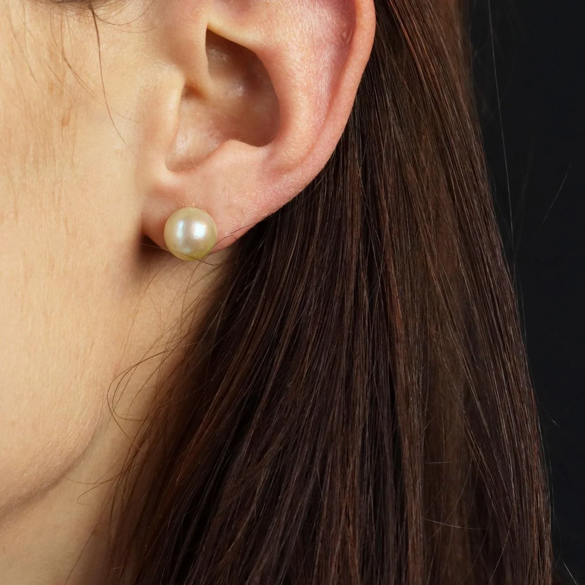 Puces earrings in yellow gold and pearls - Image 2