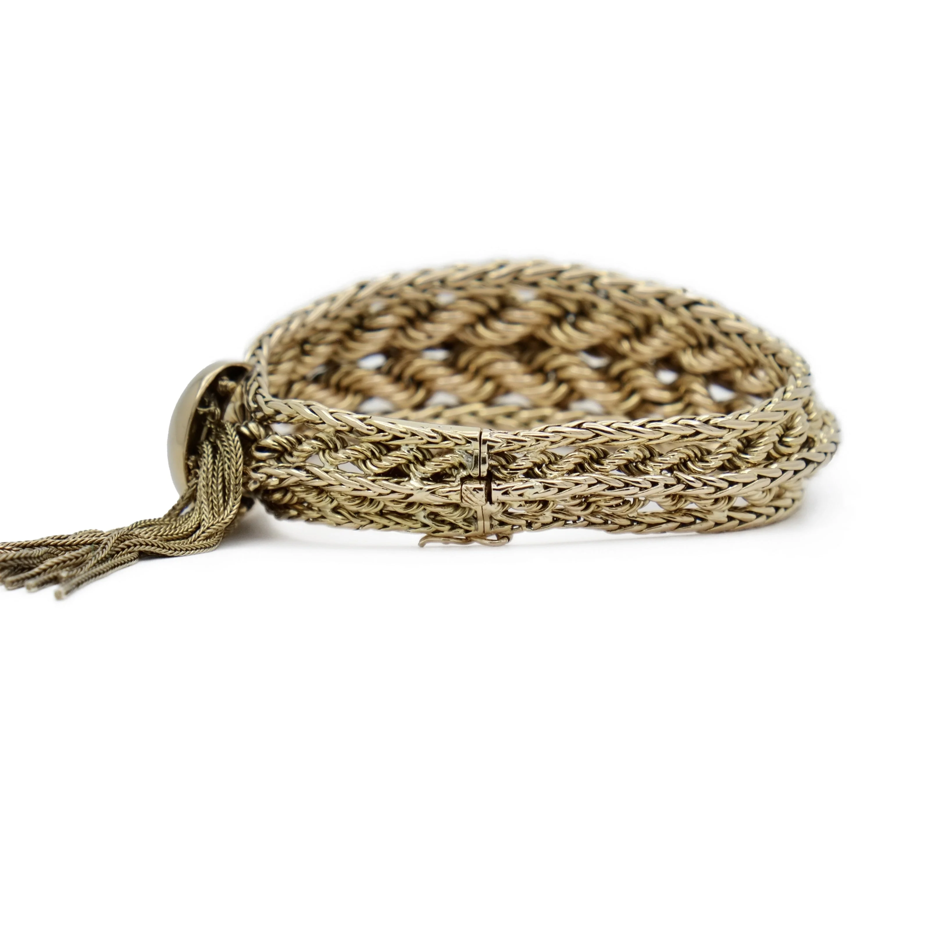 Bracelet PIERRE STERLÉ palm tree mesh and gold rope - Image 4