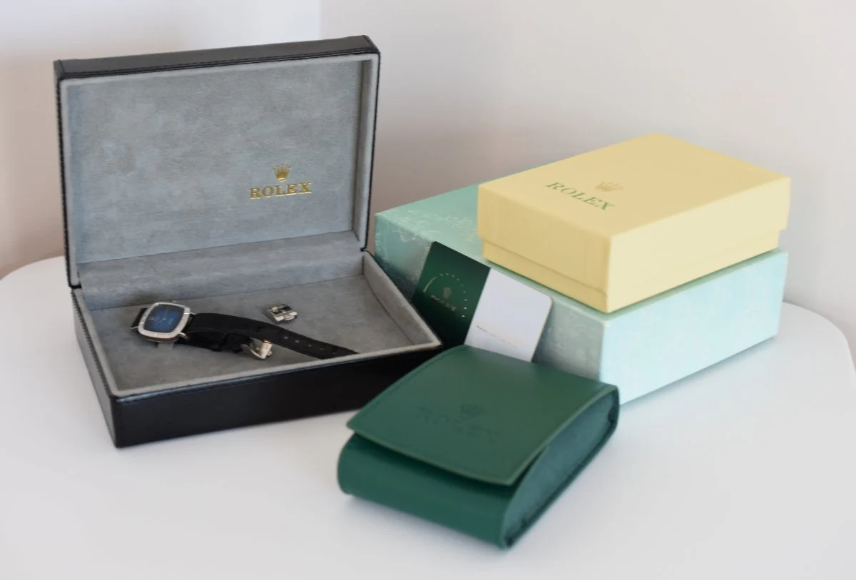 ROLEX "Cellini Zephir" Watch in white gold, leather and Sapphire - Image 6