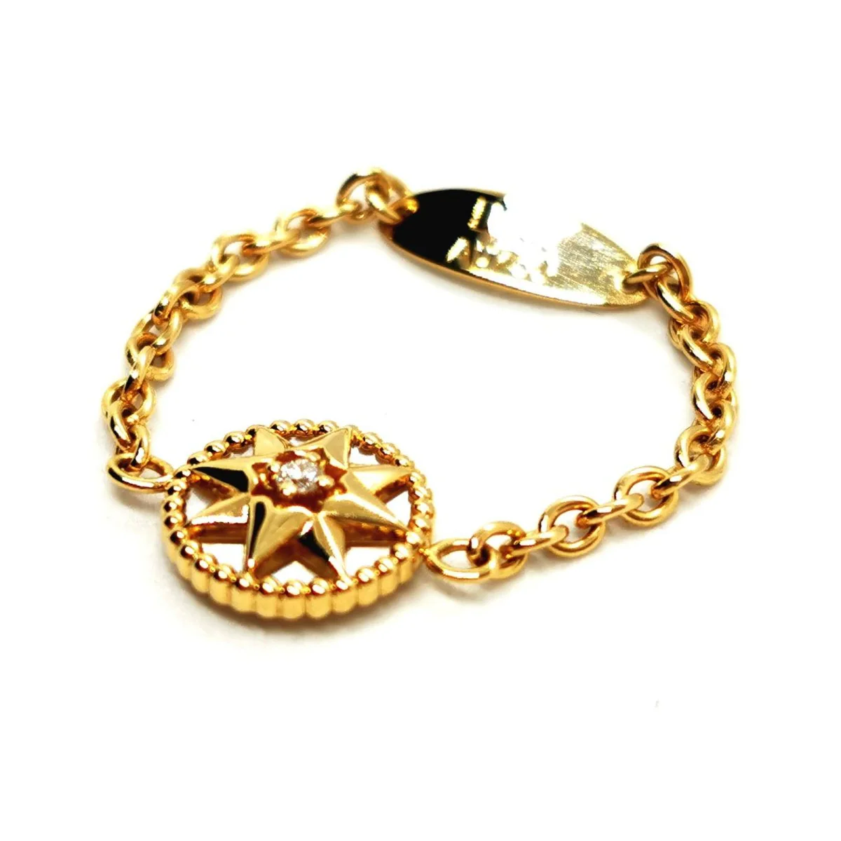 Compass Rose Ring Chain Yellow Gold Diamond - Image 4