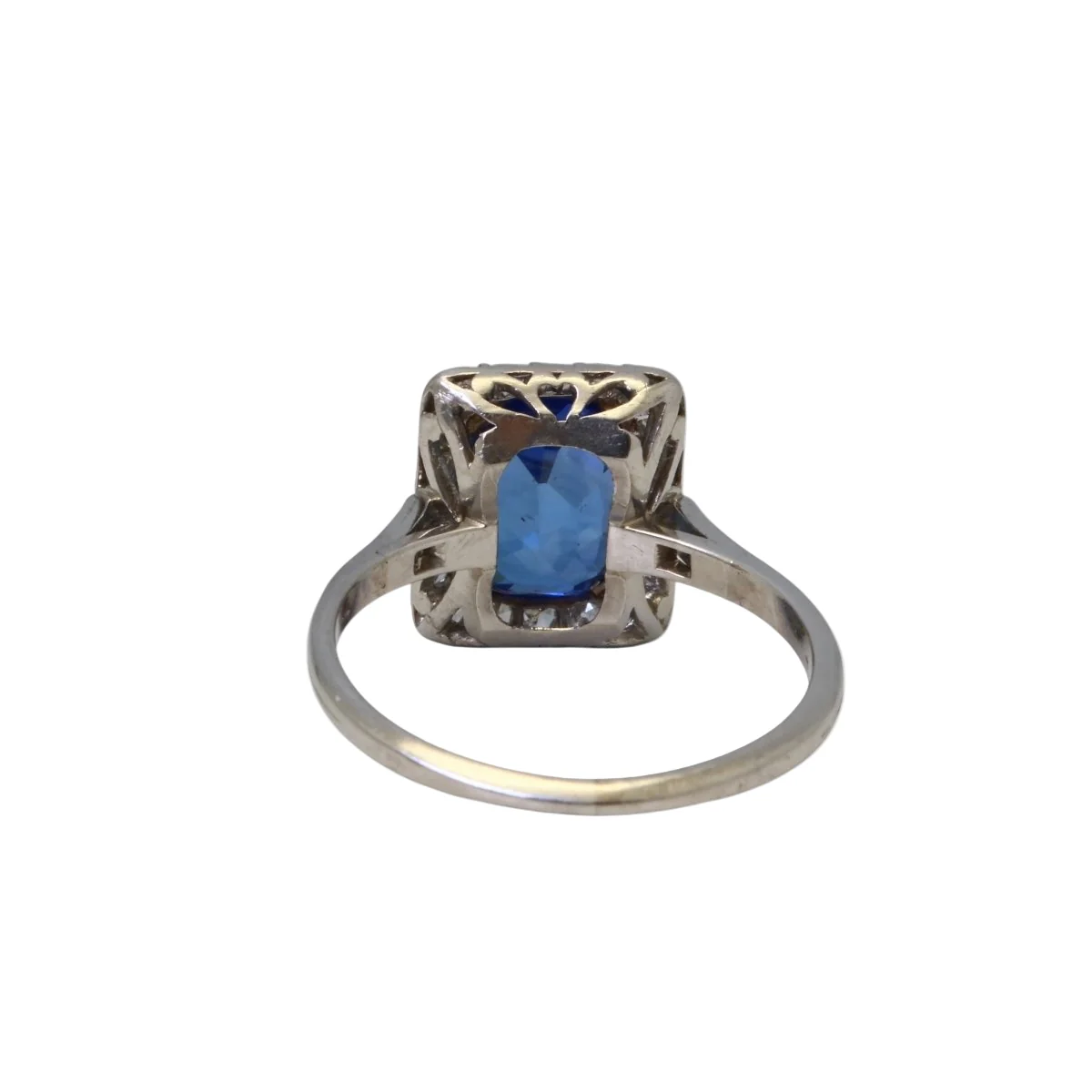 Entourage ring in white gold, platinum, sapphire and diamonds - Image 4
