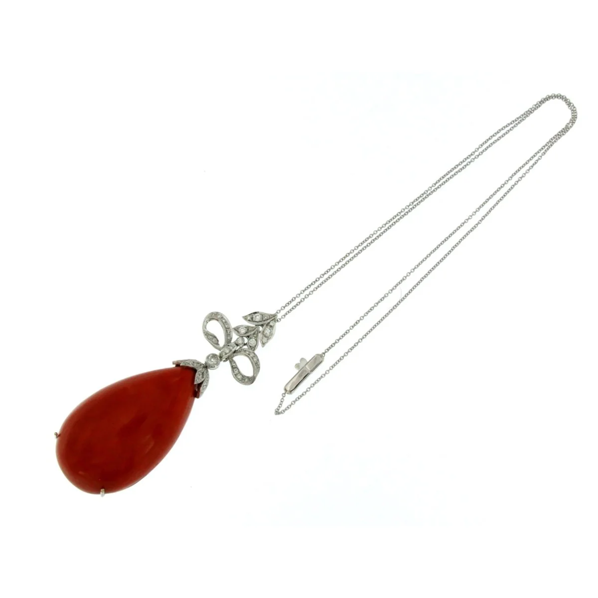 Sardinian coral Gold pendant with diamond - Image 3