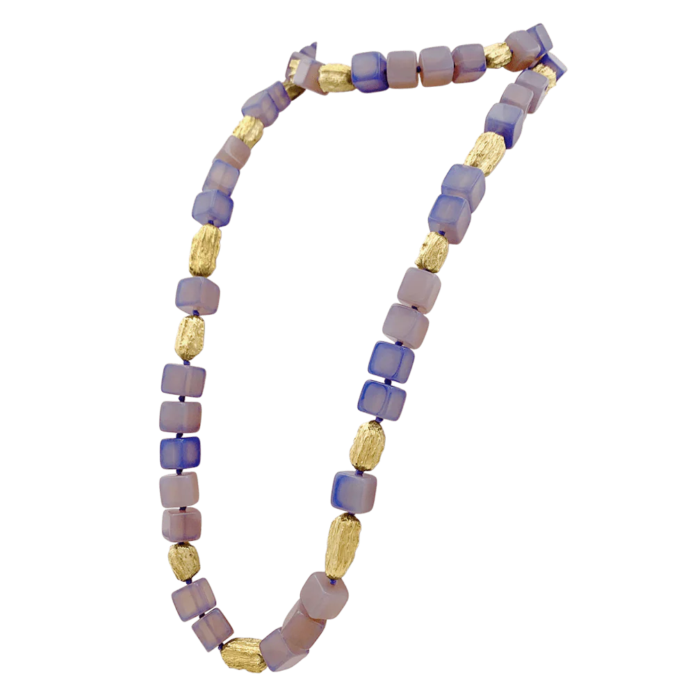 Long necklace in yellow gold and chalcedony - Image 3