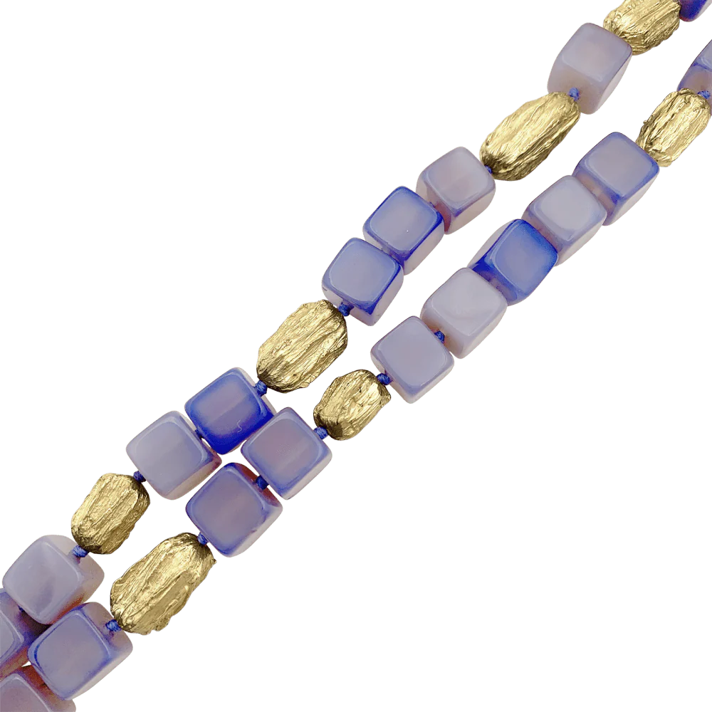 Long necklace in yellow gold and chalcedony - Image 5