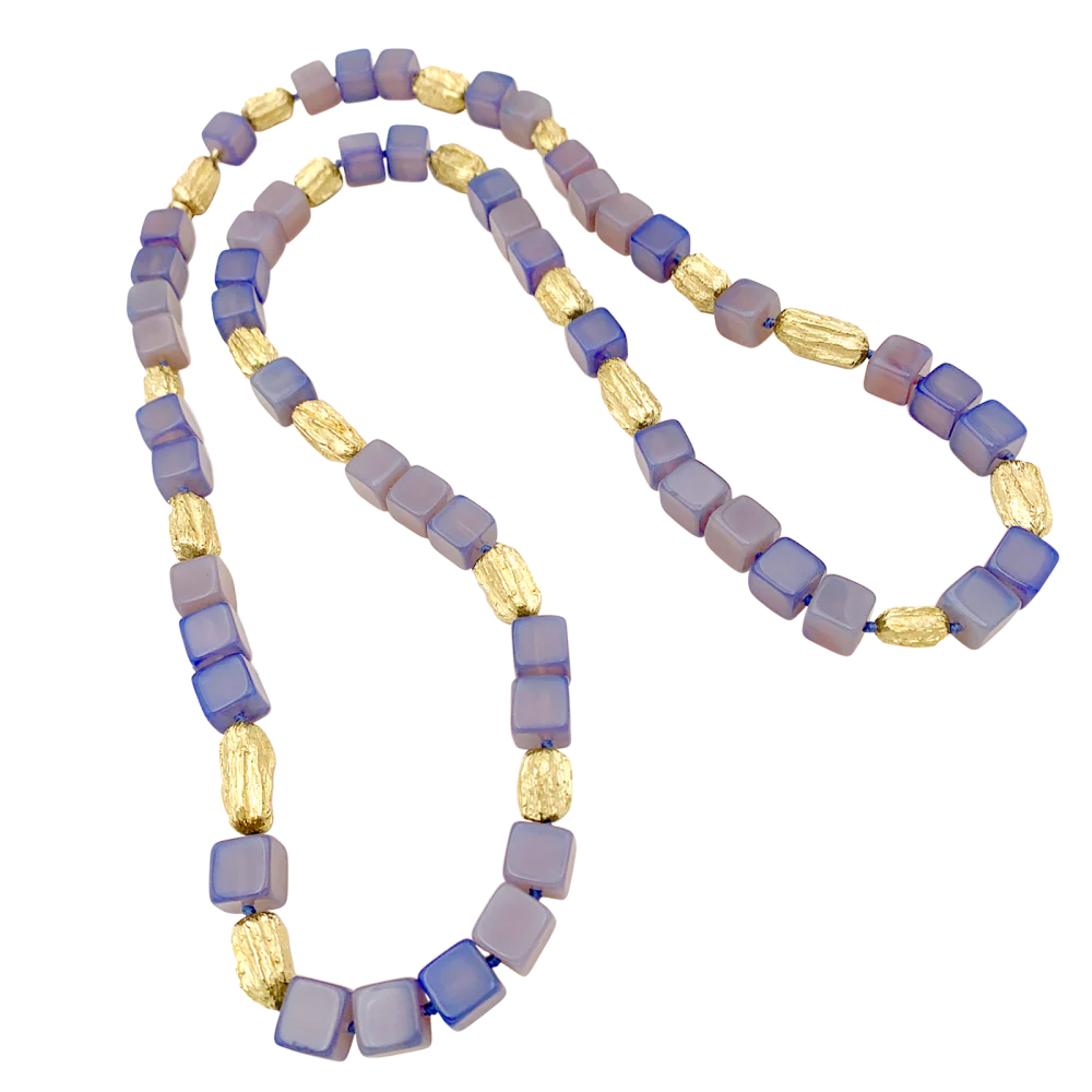 Long necklace in yellow gold and chalcedony - Image 7