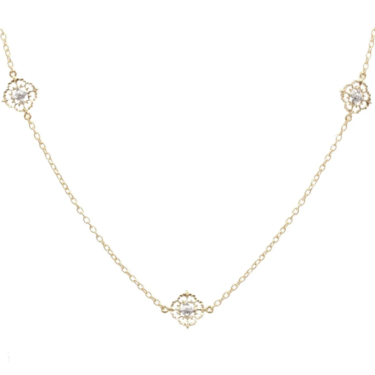 Necklace Long necklace in yellow gold, white gold and diamonds